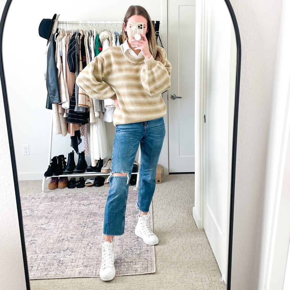 SOMETHING NAVY Neutral‎ Tan Striped Sweater - Picture 16 of 16